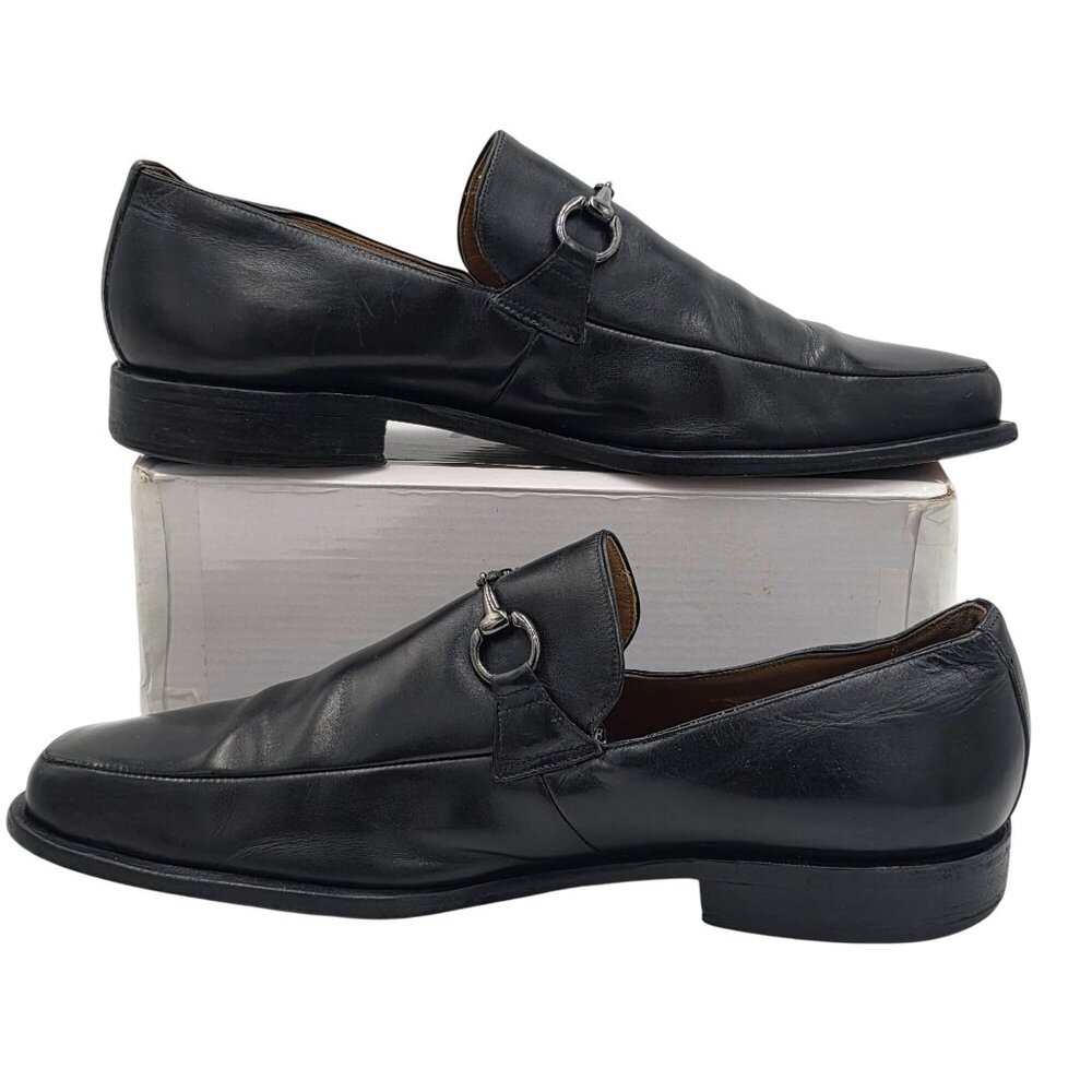 Vintage Mauri Millennium Men Size 13 Black Leather Dress Shoes Italy Bit Loafers - Picture 5 of 11
